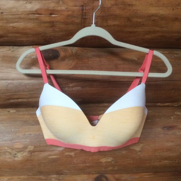 Victoria's Secret No-Wire Multi-way Color Block Orange/White Padded Bra Size 36D - Picture 1 of 8